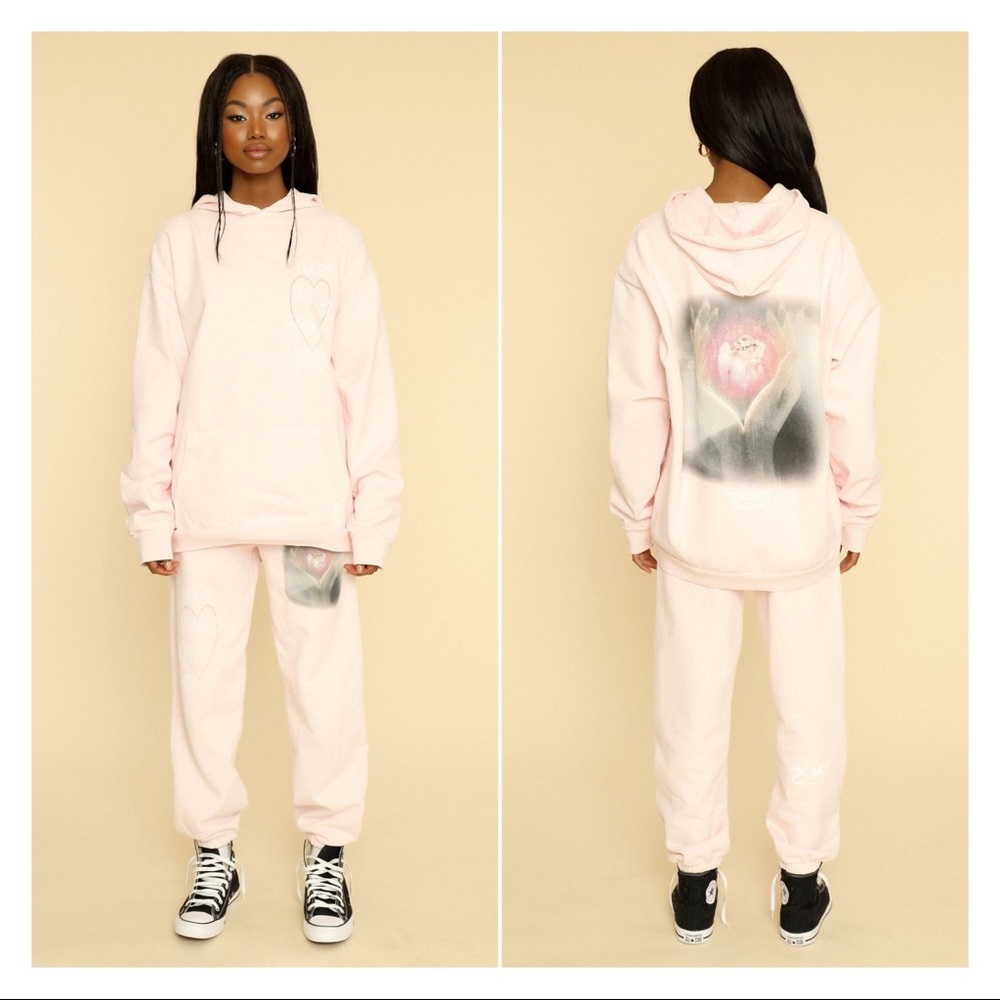 Boys Lie "Eat Your Heart Out" Hoodie One Size Sweatshirt Light Pink Oversized